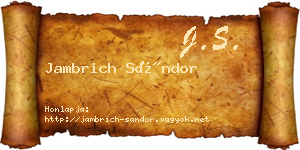 Jambrich Sándor névjegykártya